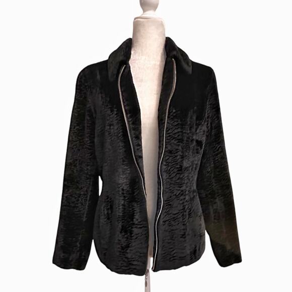 Vintage 90s Y2K  Esprit De Corp Faux Lambs Wool Zip Jacket Size Medium - Picture 4 of 5